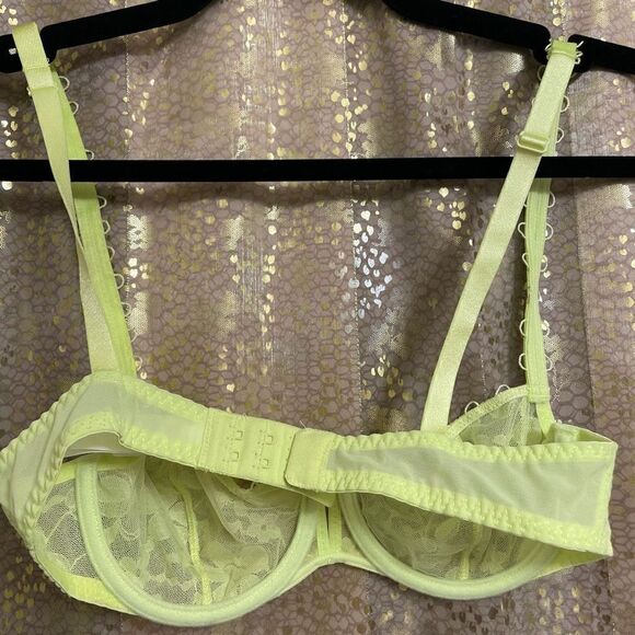 Maison Lejaby Miss Top Half Cup Bra Sunny Neon Yellow Green 32B NWOT - Picture 2 of 11